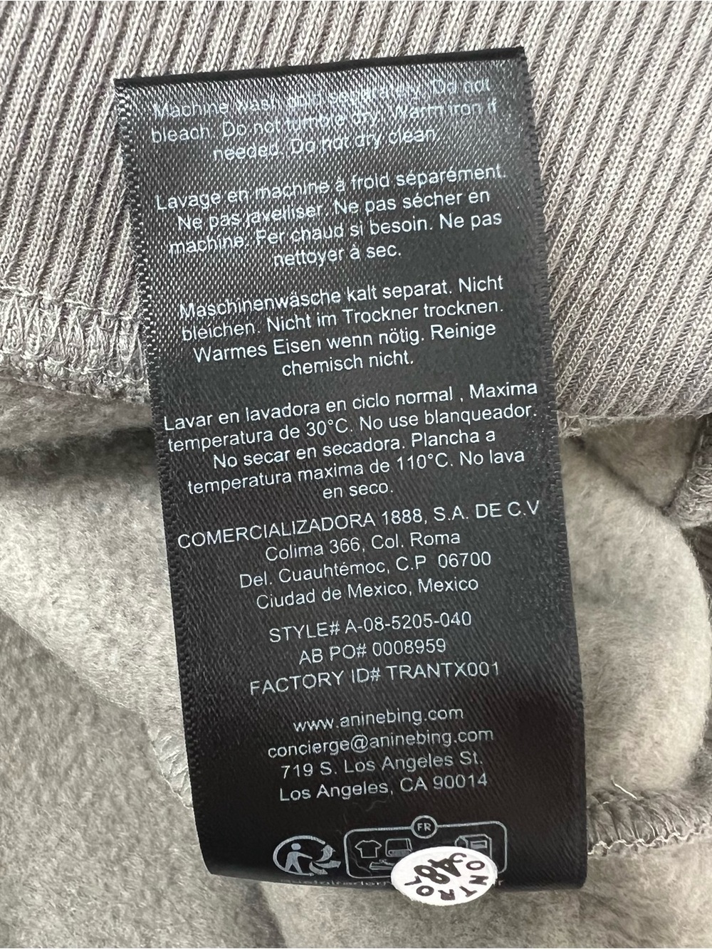 Anine Bing Tyler Logo Sweatshirt in Storm Grey NWT - Picture 7 of 7